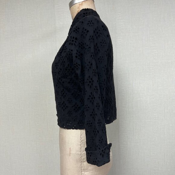 NWT Deadstock 2000s Aryn K Eyelet Lace Cropped 3/4 Sleeve Jacket Medium - Picture 3 of 4